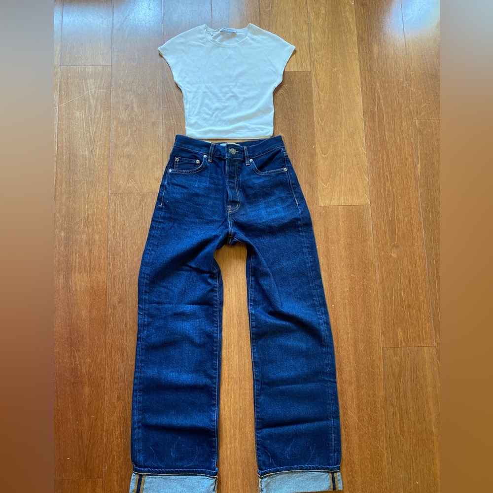 Zara the loose fit dark blue size 2 bnwt